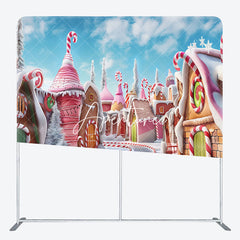 Aperturee - Aperturee Winter Candyland Street Snowy Pillow Case Backdrop