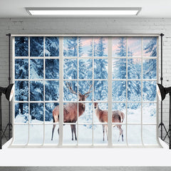 Aperturee - Aperturee Winter Dreamscape With Abstract Deer Window Backdrop