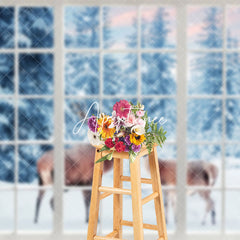 Aperturee - Aperturee Winter Dreamscape With Abstract Deer Window Backdrop