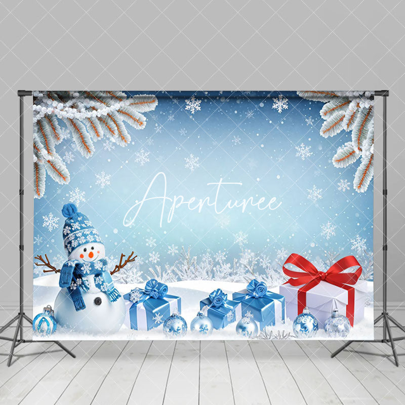 Aperturee - Aperturee Winter Fantasy Ice World Snowman Christmas Backdrop