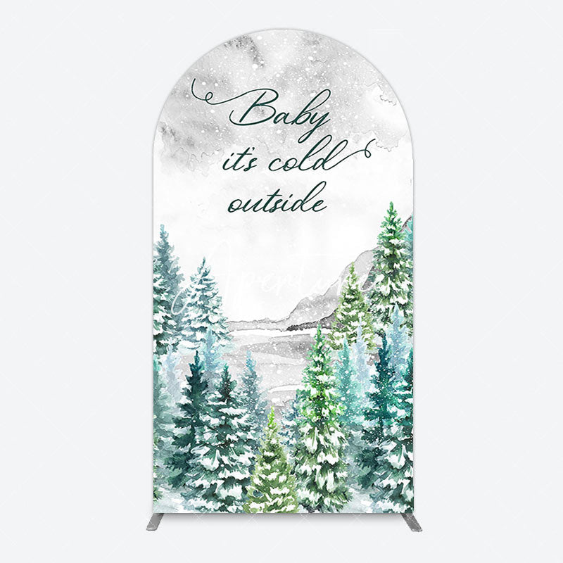 Aperturee - Aperturee Winter Forest Baby Its Cold Outside Arch Backdrop