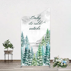 Aperturee - Aperturee Winter Forest Baby Its Cold Outside Arch Backdrop