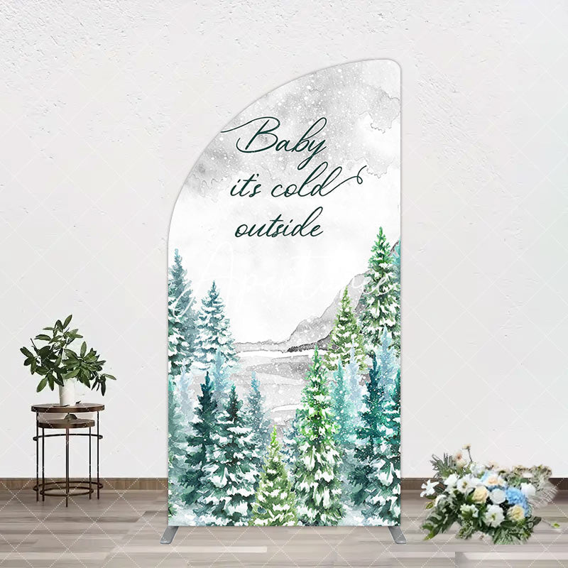 Aperturee - Aperturee Winter Forest Baby Its Cold Outside Arch Backdrop