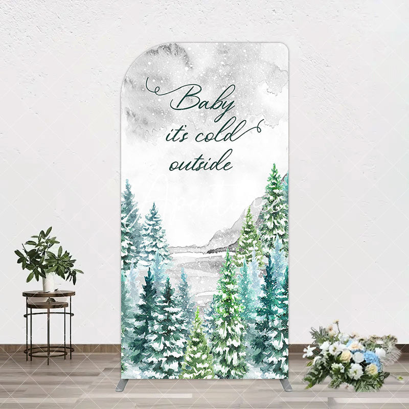 Aperturee - Aperturee Winter Forest Baby Its Cold Outside Arch Backdrop