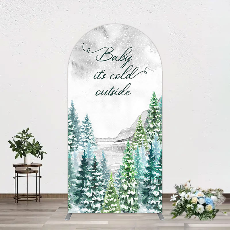 Aperturee - Aperturee Winter Forest Baby Its Cold Outside Arch Backdrop