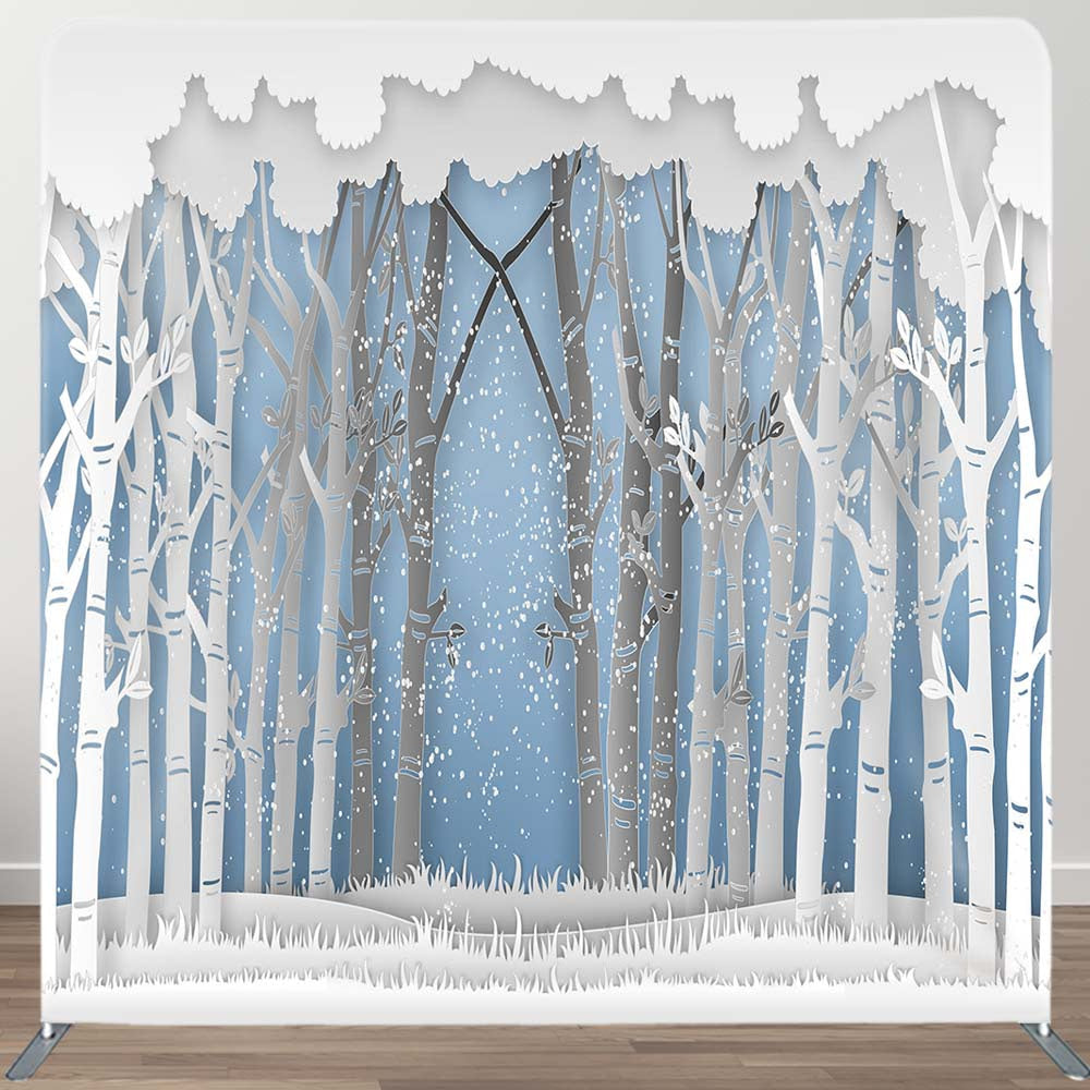 Aperturee - Aperturee Winter Forest Scene Decoupage Square Tension Backdrop