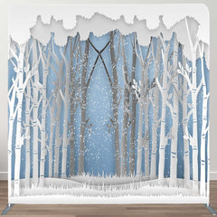 Aperturee - Aperturee Winter Forest Scene Decoupage Square Tension Backdrop