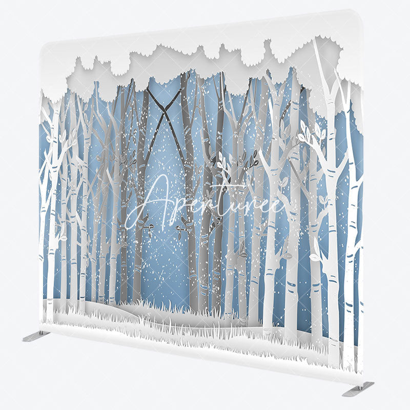 Aperturee - Aperturee Winter Forest Scene Decoupage Square Tension Backdrop