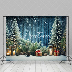 Aperturee - Aperturee Winter Forest Scene Festive Decorations Backdrop