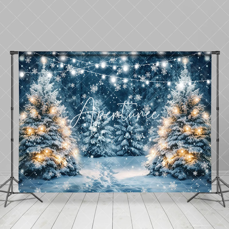 Aperturee - Aperturee Winter Forest Scenes Snowy Path Festive Backdrop