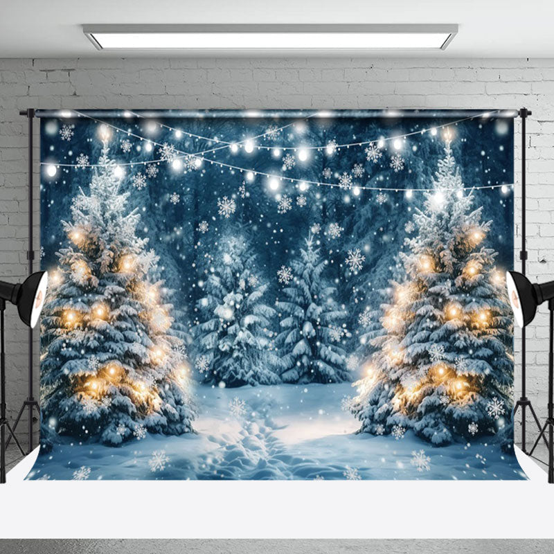 Aperturee - Aperturee Winter Forest Scenes Snowy Path Festive Backdrop