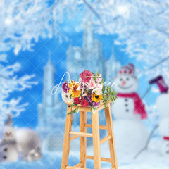 Aperturee - Aperturee Winter Frozen World Snowman Merry Christmas Backdrop