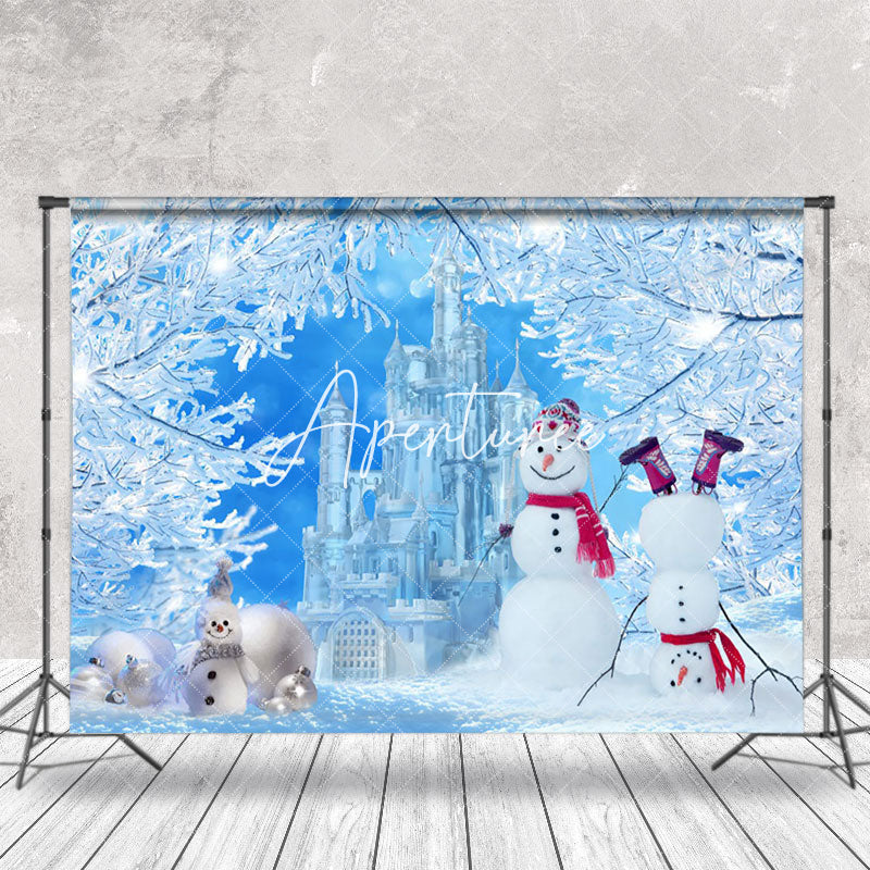 Aperturee - Aperturee Winter Frozen World Snowman Merry Christmas Backdrop