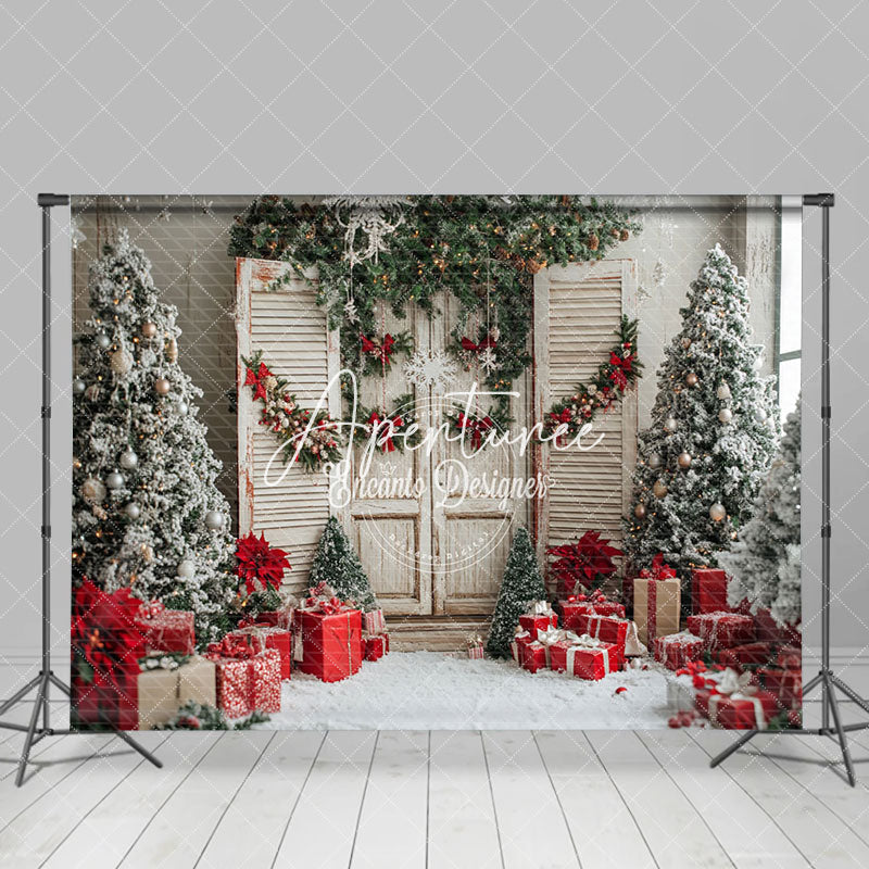 Aperturee - Aperturee Winter Indoor Christmas Tree Gift Holiday Backdrop