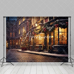 Aperturee - Aperturee Winter Night City Street Festive Light Snow Backdrop