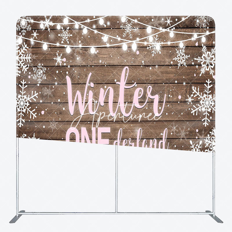 Aperturee - Aperturee Winter Onederland Birthday Tension Fabric Backdrop