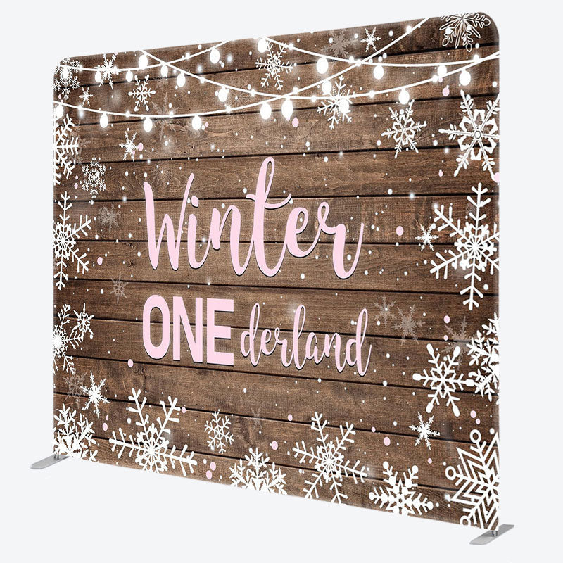 Aperturee - Aperturee Winter Onederland Birthday Tension Fabric Backdrop