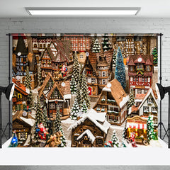 Aperturee - Aperturee Winter Retro Wooden Town Christmas Vibe Backdrop