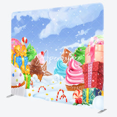 Aperturee - Aperturee Winter Snow Cake Gift Pillow Case Backdrops for Party