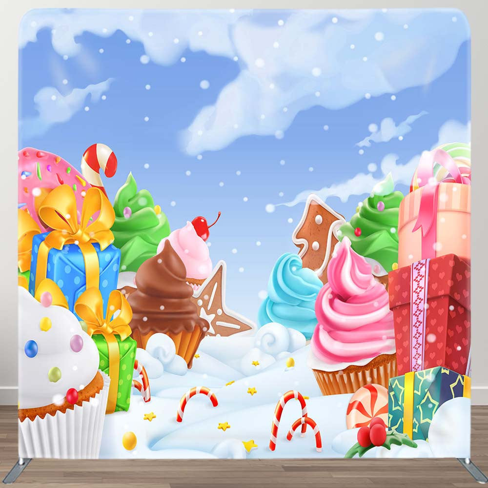 Aperturee - Aperturee Winter Snow Cake Gift Pillow Case Backdrops for Party