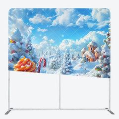 Aperturee - Aperturee Winter Snow Field Candyland Xmas Pillow Case Backdrop