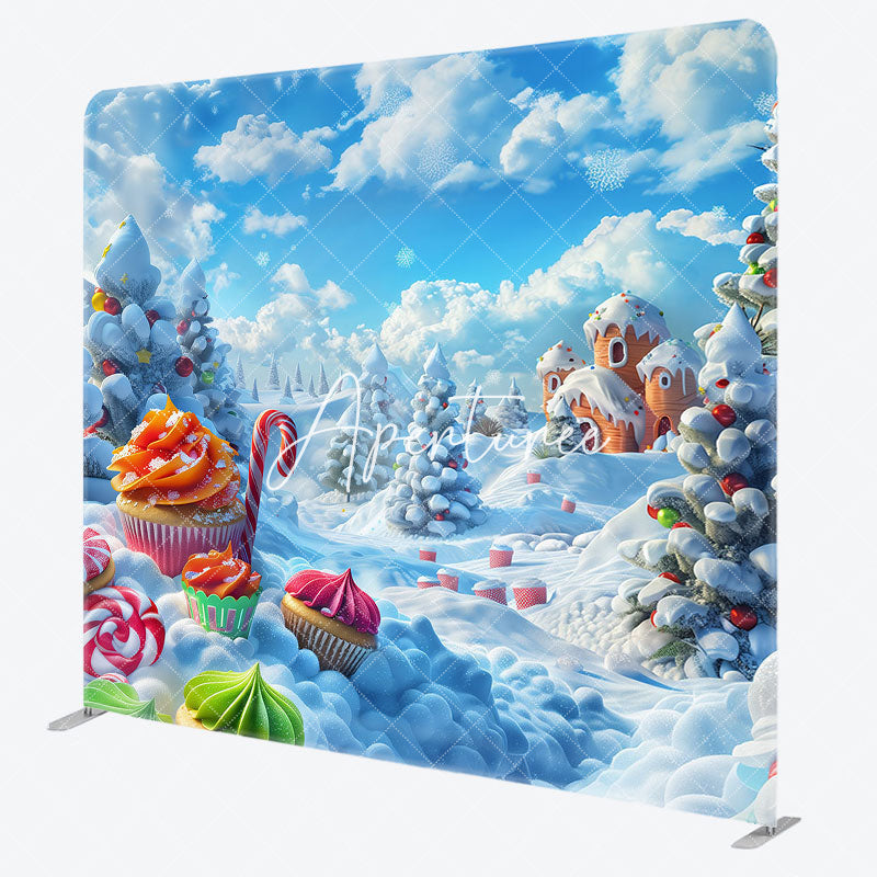 Aperturee - Aperturee Winter Snow Field Candyland Xmas Pillow Case Backdrop