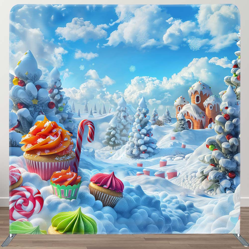 Aperturee - Aperturee Winter Snow Field Candyland Xmas Pillow Case Backdrop