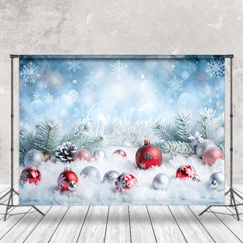 Aperturee - Aperturee Winter Snowflake Bell Bokeh Christmas Photo Backdrop