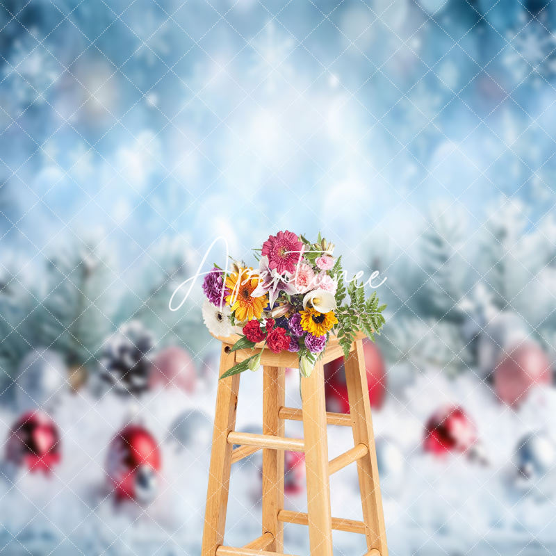 Aperturee - Aperturee Winter Snowflake Bell Bokeh Christmas Photo Backdrop