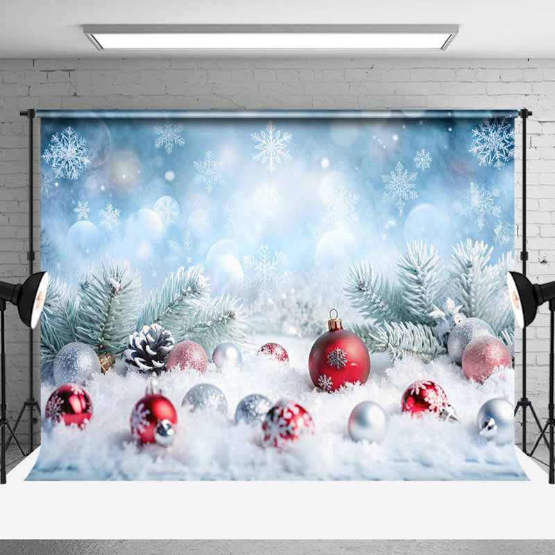 Aperturee - Aperturee Winter Snowflake Bell Bokeh Christmas Photo Backdrop