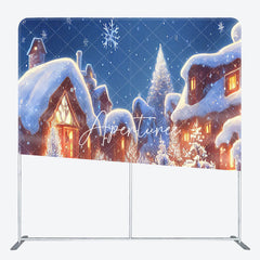 Aperturee - Aperturee Winter Snowflake Village Christmas Pillow Case Backdrop