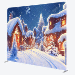 Aperturee - Aperturee Winter Snowflake Village Christmas Pillow Case Backdrop