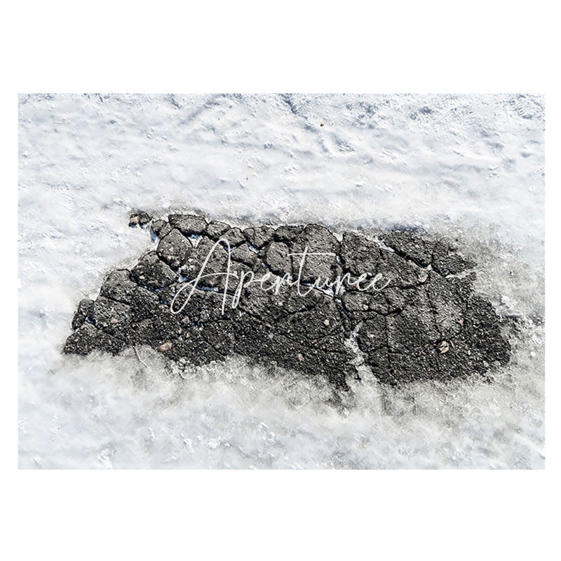 Aperturee - Aperturee Winter Snowy Black Cracked Road Rubber Floor Mat