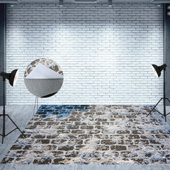 Aperturee - Aperturee Winter Snowy Brick Pavement Fabric Floor Backdrop