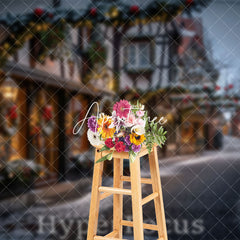 Aperturee - Aperturee Winter Snowy Christmas Vibe Street Photo Backdrop