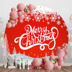 Aperturee - Aperturee Winter Snowy Field Red Round Merry Christmas Backdrop