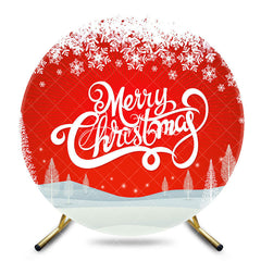 Aperturee - Aperturee Winter Snowy Field Red Round Merry Christmas Backdrop