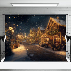 Aperturee - Aperturee Winter Snowy Lighted Christmas Vibe Street Backdrop