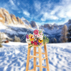 Aperturee - Aperturee Winter Snowy Natural Field Mountain Scenery Backdrop