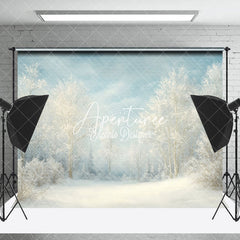 Aperturee - Aperturee Winter Snowy Natural Forest Scenery Photo Backdrop