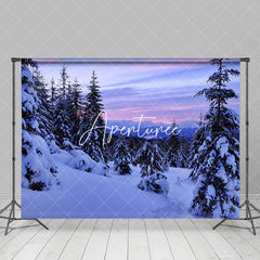 Aperturee - Aperturee Winter Snowy Natural Forest Sunset Scene Backdrop