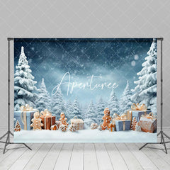 Aperturee - Aperturee Winter Snowy Scene Elegant Gift Xmas Trees Backdrop