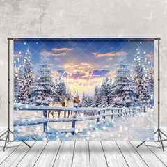 Aperturee - Aperturee Winter Snowy Wild Farm Fence Natural Forest Backdrop