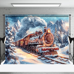 Aperturee - Aperturee Winter Train Passing Through Christmas Backdrop