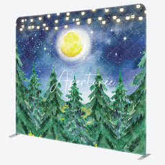 Aperturee - Aperturee Winter Trees Moon Baby Shower Pillow Cover Backdrop