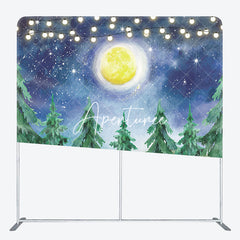 Aperturee - Aperturee Winter Trees Moon Baby Shower Pillow Cover Backdrop