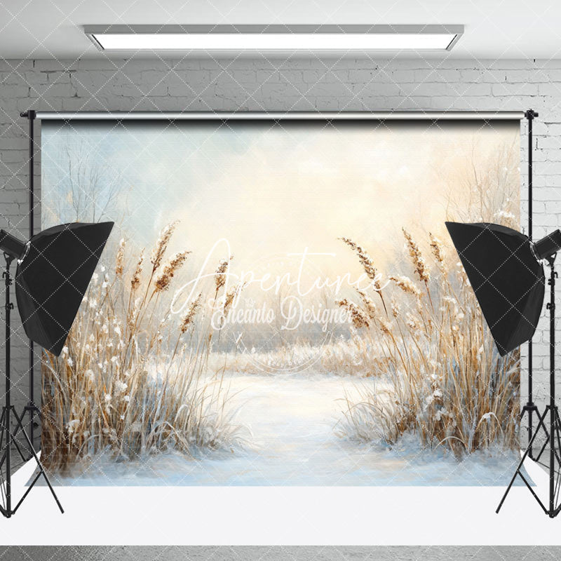 Aperturee - Aperturee Winter Wheat Field Natural Scenery Photo Backdrop