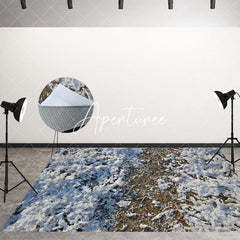 Aperturee - Aperturee Winter White Frosty Dirt Ground Fabric Floor Backdrop