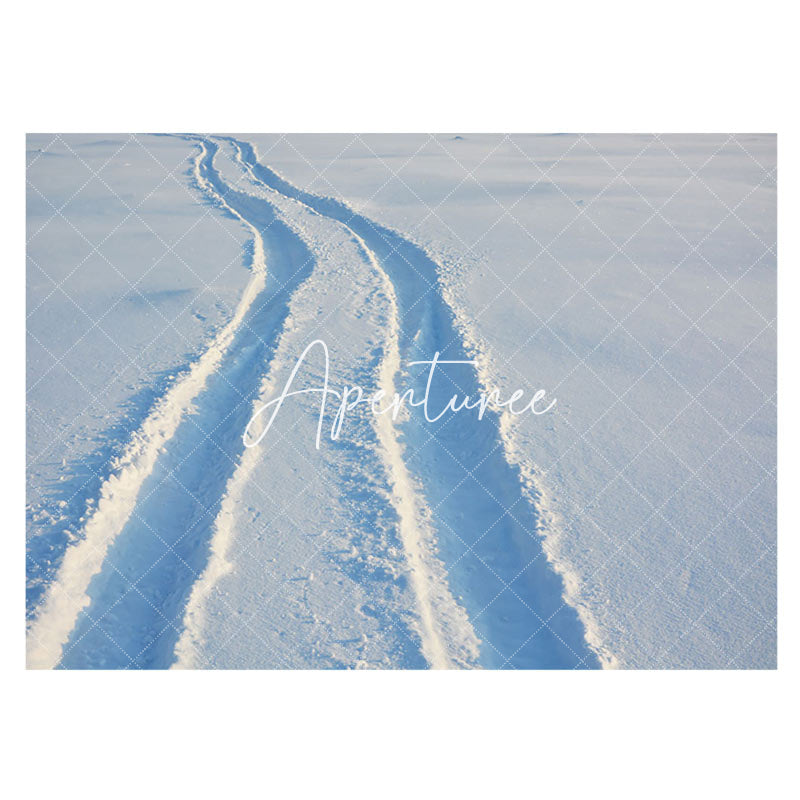 Aperturee - Aperturee Winter White Snowfield Wheel Tracks Rubber Floor Mat