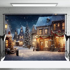 Aperturee - Aperturee Winter Wonderland Christmas Scene Houses Backdrop